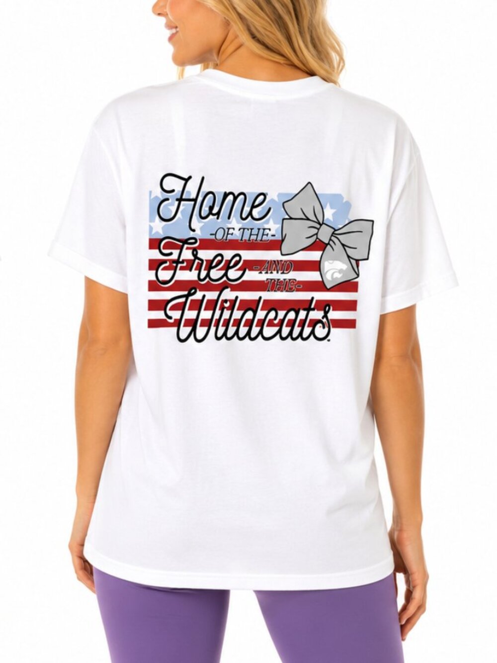 Kansas State Wildcats T Shirt Size Large Home of the Free Front Back Logos USA